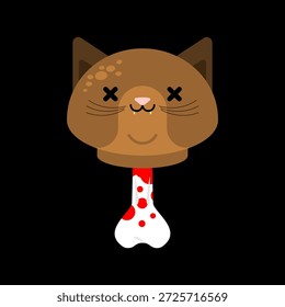 Cabeza de gato zombi. Cabeza De Gato Muerto Con Hueso. Ilustración de moda moderna