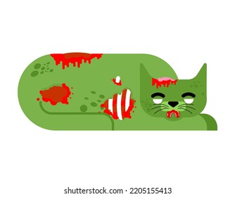 Zombie cat isolated. Zombi pet. Vector illustration