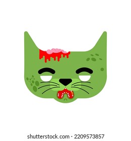 Zombie cat isolated. Zombi pet. Vector illustration