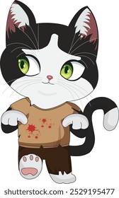 Zombie cat walking dead halloween costume vector