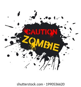 Zombie caution sign vector cartoon illustration isolated on a white background.