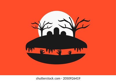 Zombie Cemetery Vector Illustration Design Haloween