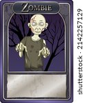 Zombie character game card template illustration