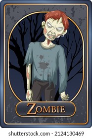 Zombie character game card template illustration