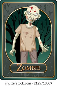 Zombie character game card template illustration