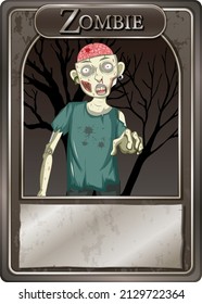 Zombie character game card template illustration