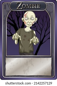 Zombie character game card template illustration