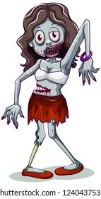 Carácter zombie en ilustración de fondo blanco