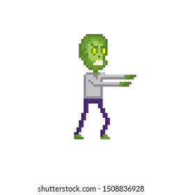 zombie character pixel art icon. Element design for logo, stickers, web, embroidery and mobile app. Isolated vector illustration. 8-bit sprite.