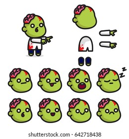 The zombie character is ready for animation. Character for mobile applications and game design.