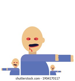 ilustración vectorial de carácter zombie, diseño plano