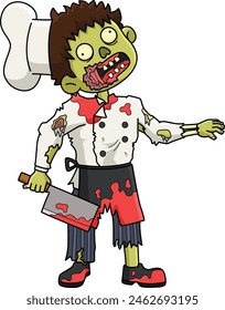 Zombie Chef Cartoon Colored Clipart Illustration