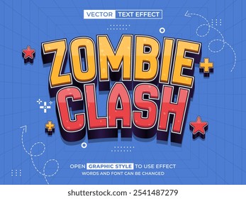 zombie clash texto editável, efeito de fonte, texto 3d para título