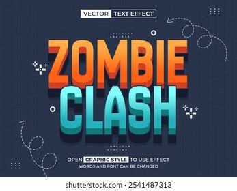 zombie clash texto editável, efeito de fonte, texto 3d para título