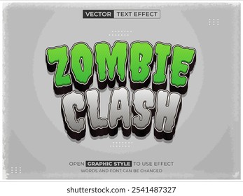 zombie clash texto editável, efeito de fonte, texto 3d para título