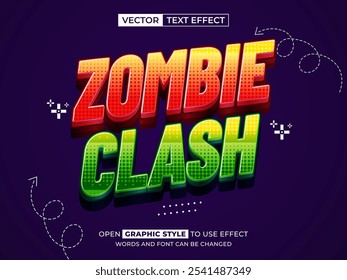 zombie clash texto editável, efeito de fonte, texto 3d para título