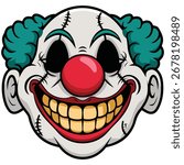 Zombie clown face isolated vector illustration