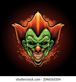 the zombie clown head illustration