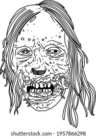 Zombie Coloring Page Vector Editable Horror Coloring Sheet Image