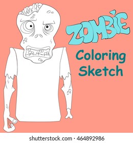 Zombie coloring sketch vector illustration. Make it bright!