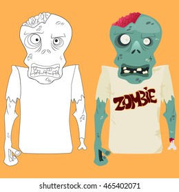 Zombie coloring sketch vector illustration. Make it bright!