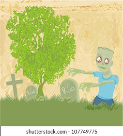 zombie  coming out of his grave