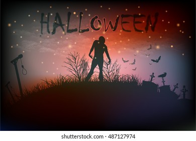 Zombie Concept Horror Landscape - Optional Party, Events, Advertising, Announcement Vector Template