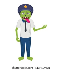 
Zombie in cop uniform demonstrating icon for scary cop 
