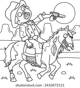 Zombie Cowboy Coloring Page for Kids