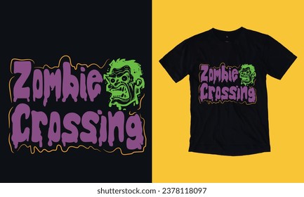 zombie crossing halloween special free t shirt design s vg, template, scary night, black cat, witch, boo 