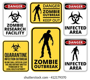 Zombie Crossing Infected  Apocalypse Signs, Symbols and Billboards Vector eps8 