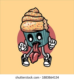 zombie cupcake cartoon vector design