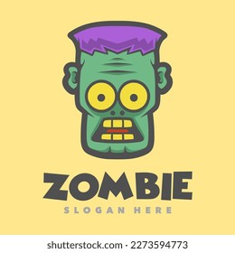 Zombie cute mascot logo illustration