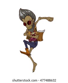 Zombie dancing in party and drink beer vector. Monster in Halloween 
night