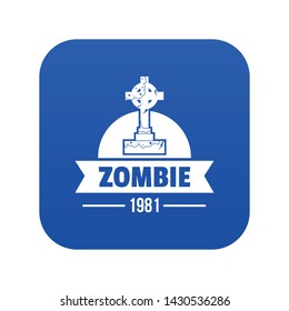 Zombie dark icon blue vector isolated on white background