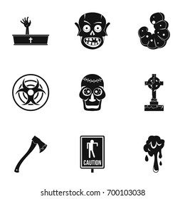 Zombie day icon set. Simple set of 9 zombie day vector icons for web isolated on white background