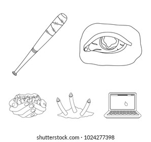 Zombie, dead, infected, and other web icon in outline style.Hands, brain, blood icons in set collection.