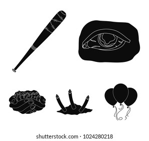 Zombie, dead, infected, and other web icon in black style.Hands, brain, blood icons in set collection.