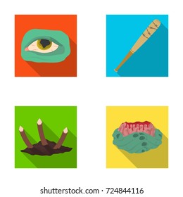 Zombie, dead, infected, and other web icon in flat style.Hands, brain, blood icons in set collection.