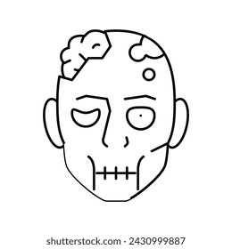 vector de icono de línea muerta zombie. signo muerto zombie. símbolo de contorno aislado ilustración negra