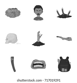 Zombie, dead, rotten, and other web icon in monochrome style.Hand, flesh, Apocalypse, icons in set collection.