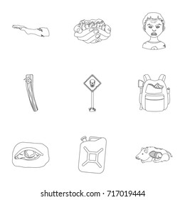 Zombie, dead, rotten, and other web icon in outline style.Hand, flesh, Apocalypse, icons in set collection.