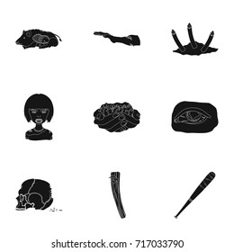 Zombie, dead, rotten, and other web icon in black style.Hand, flesh, Apocalypse, icons in set collection.