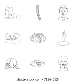 Zombie, dead, skull, and other web icon in outline style. Apocalypse, halloween icons in set collection.