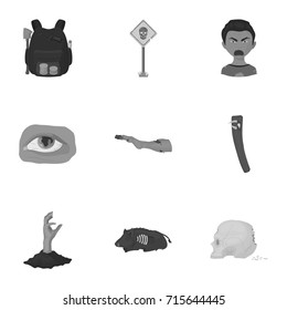 Zombie, dead, skull, and other web icon in monochrome style. Apocalypse, halloween icons in set collection.