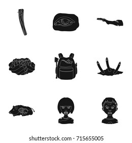 Zombie, dead, skull, and other web icon in black style. Apocalypse, halloween icons in set collection.