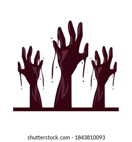 zombie death hands isolated icon vector illustration design