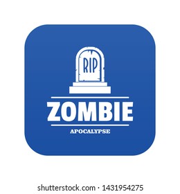 Zombie death icon blue vector isolated on white background