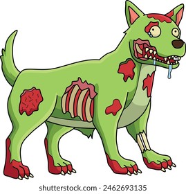 Zombie Dog Cartoon Colored Clipart Illustration