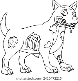 Zombie Dog Isolated Coloring Page for Kids
